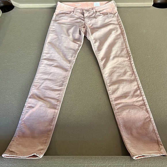 Ag Adriano Goldschmied NWT Super Skinny Velvet Leggings Rose Gold- Size 27R - Picture 11 of 14